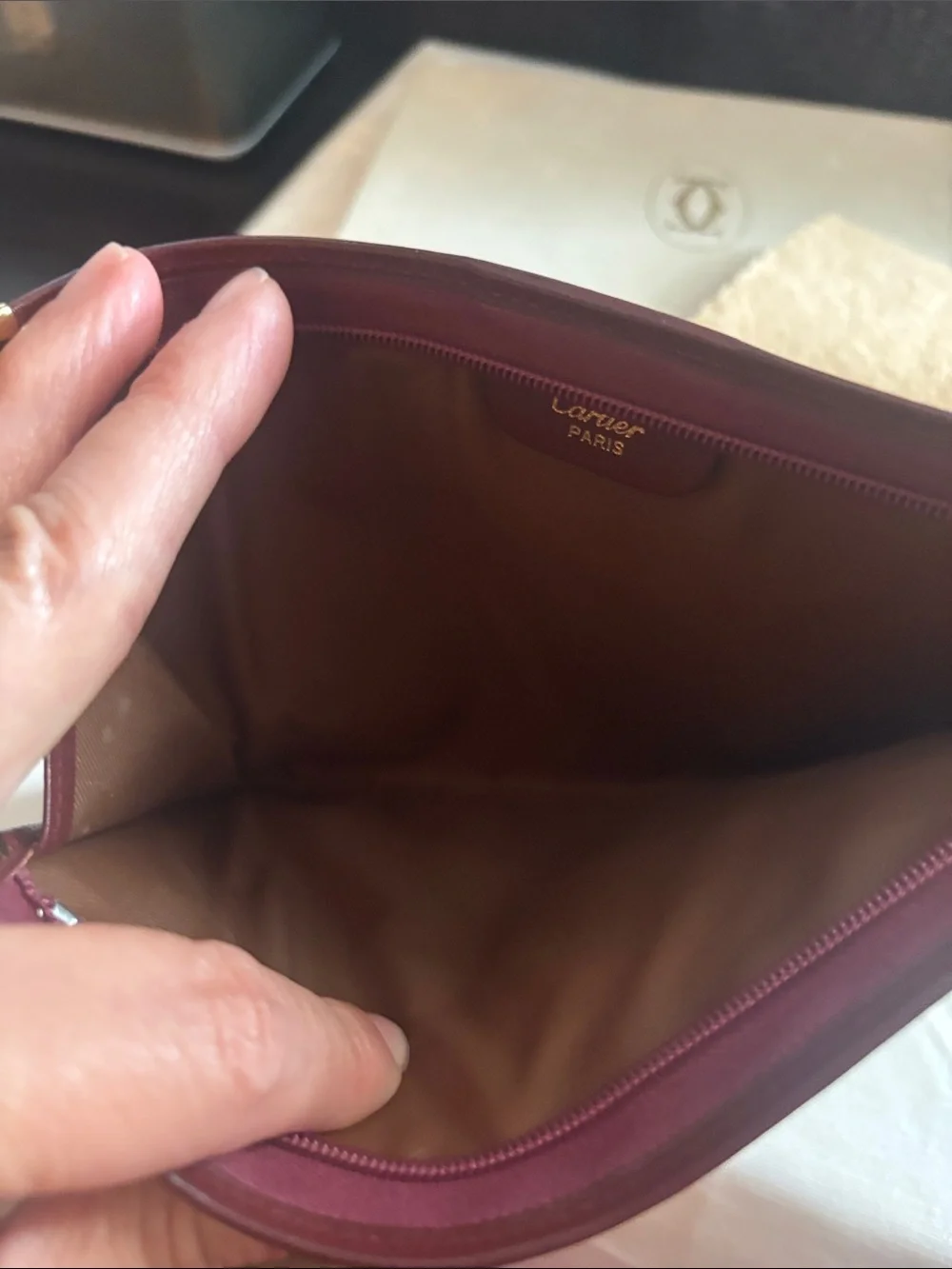 Cartier Burgundy Leather Zip Pouch - Picture 5 of 17
